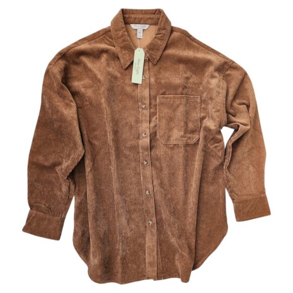 NEW Size Large Women’s Corduroy Shacket Jacket Shirt Button up Down L Amber Brow - Picture 1 of 14